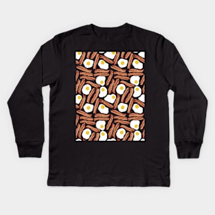 Bacon and Eggs Pattern Kids Long Sleeve T-Shirt